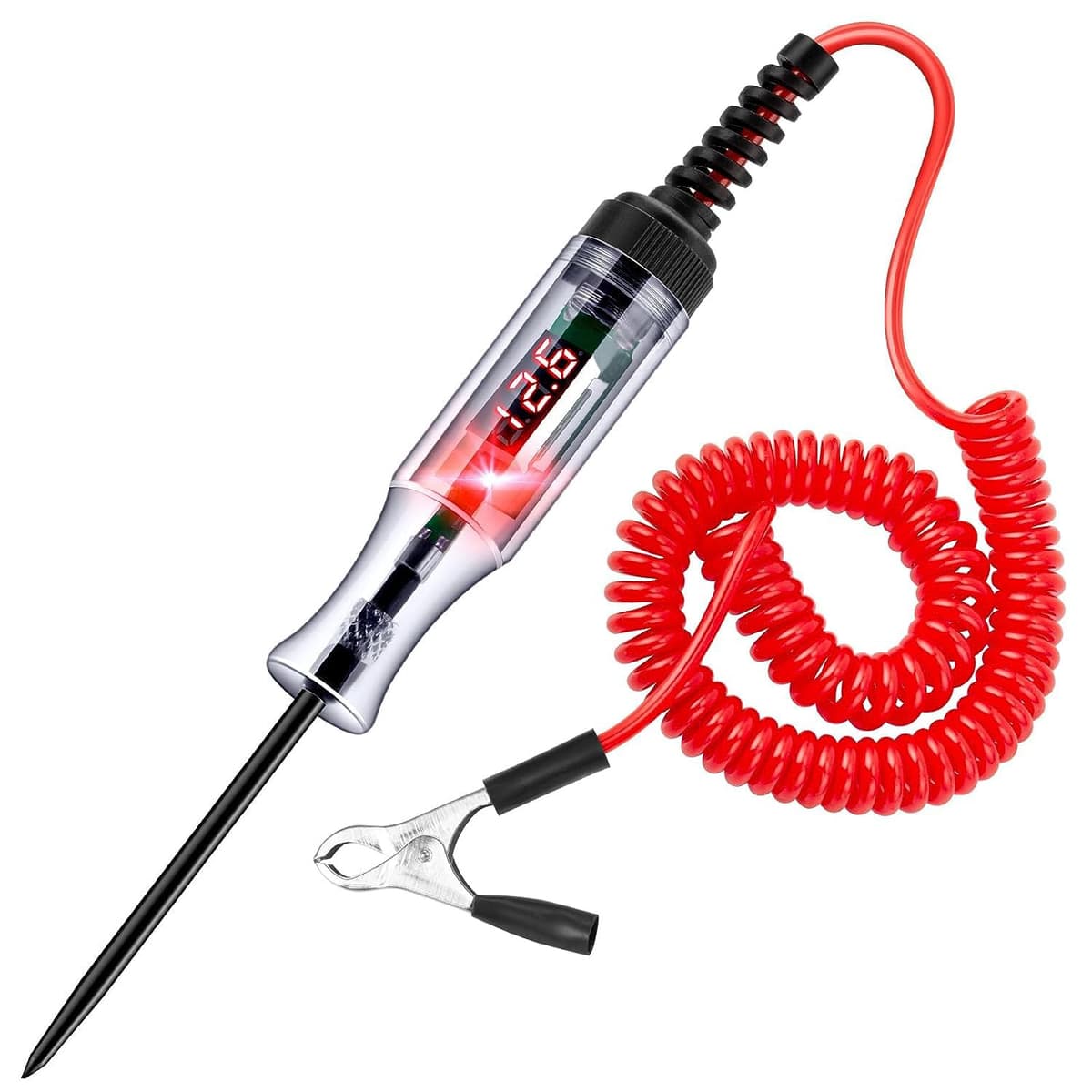 Greluma 1 Piece 3-48V Automotive Circuit Tester with Voltmeter,Heavy Duty LED Backlight Display Test Light,Two-Way DC Voltage Tester