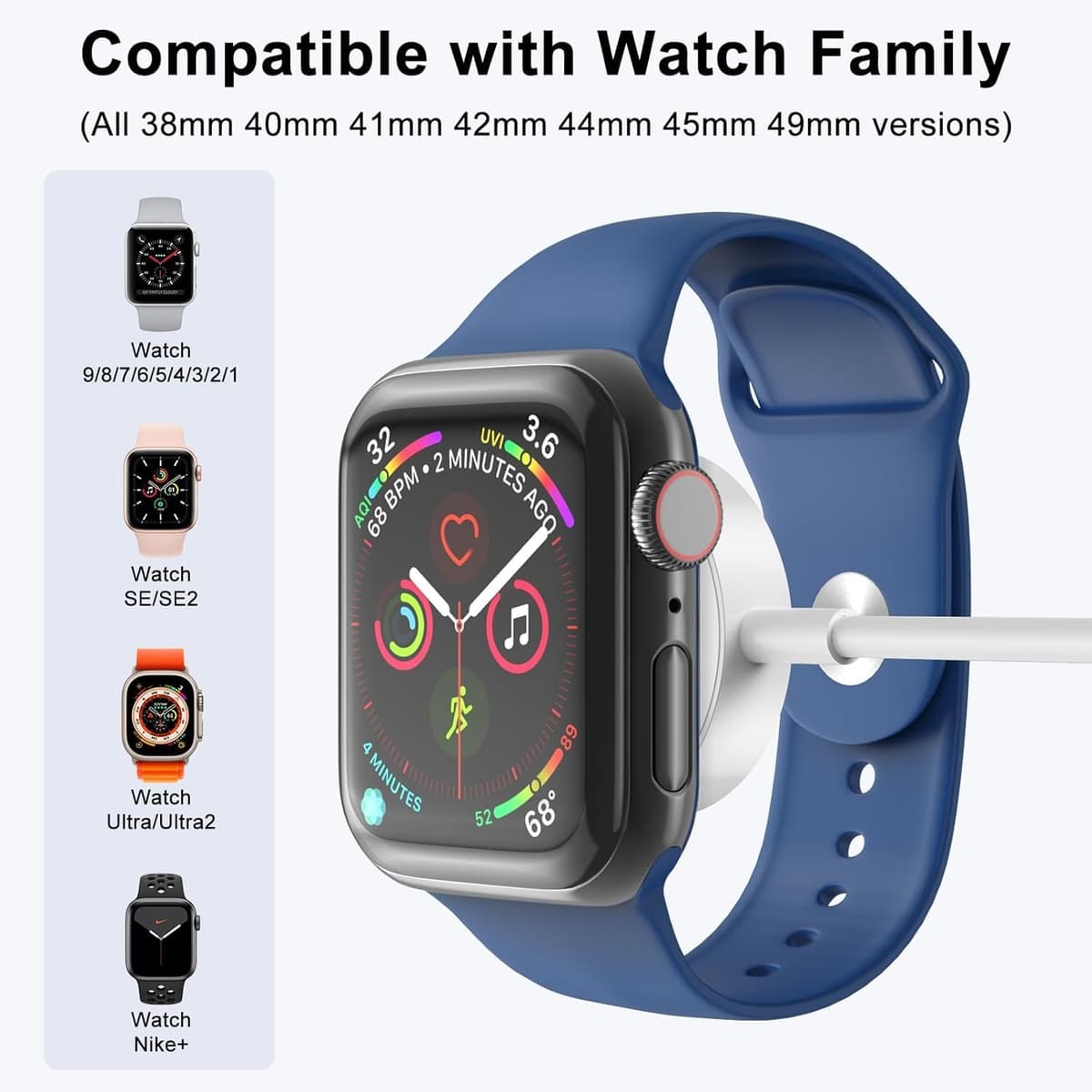 2Pack Upgraded for Apple Watch Charger USB Magnetic Wireless iWatch Charger Portable Compatible with iWatch Ultra/Series 11/10/9/8/7/6/SE/SE2/5/4/3/2/1-1m — view 4
