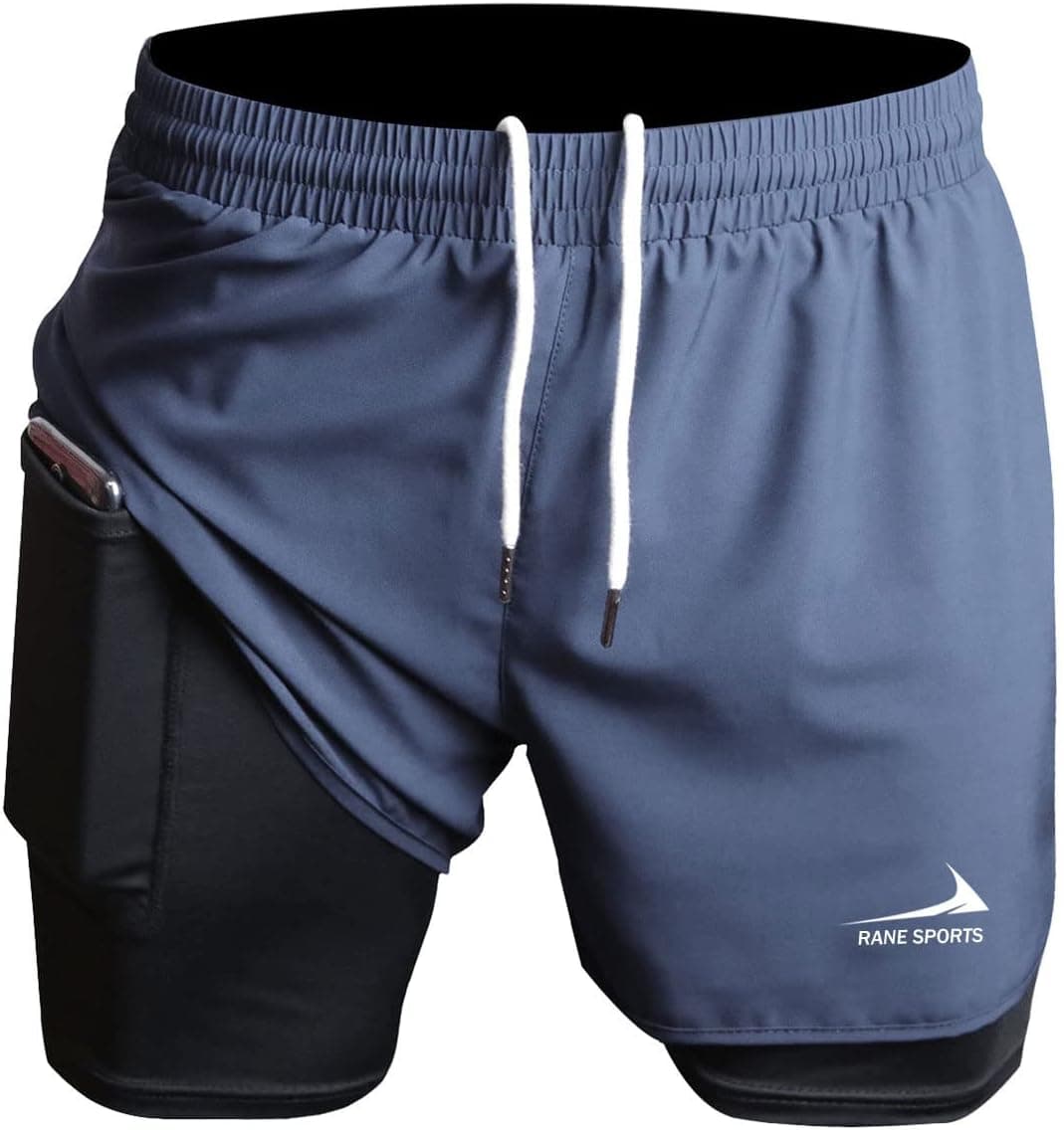 Rane Sports Men's 2 in 1 Running Shorts Ideal for Gym, Athletics, Outdoor Training