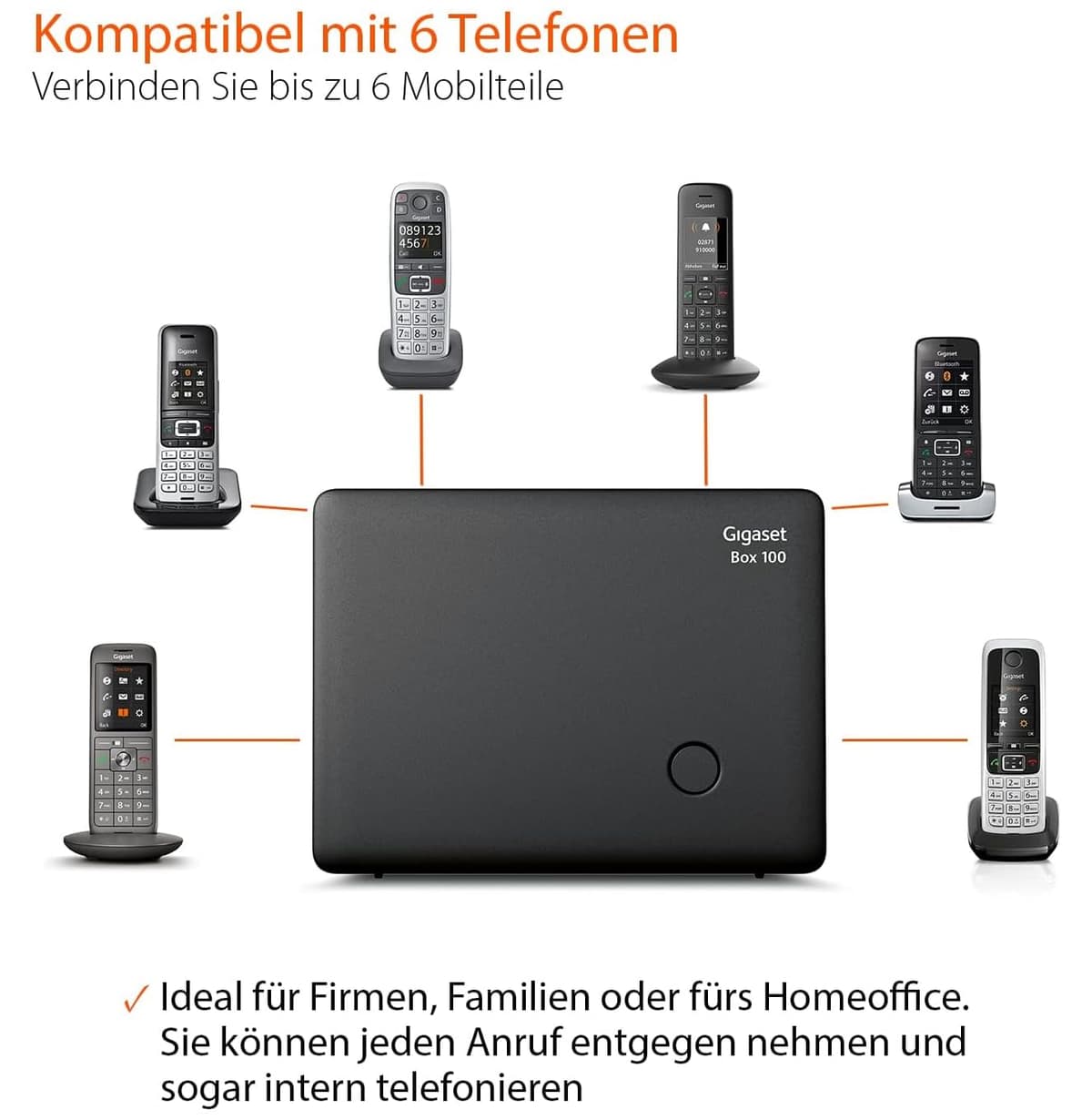 Gigaset Box 100: estación base DECT para su propio sistema de comunicación con Gigaset Auriculares (la base admite hasta 6 teléfonos) para conexión telefónica analógica — view 2