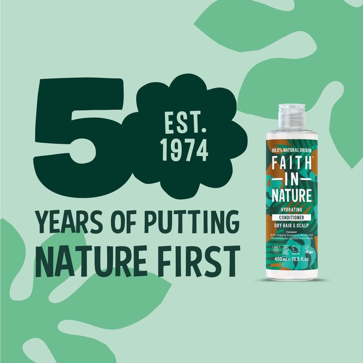 Faith In Nature Organic Coconut Conditioner, Hydrating for Dry Hair & Scalp, Vegan & Cruelty Free, No SLS, Silicones or Parabens, 400ml — view 2