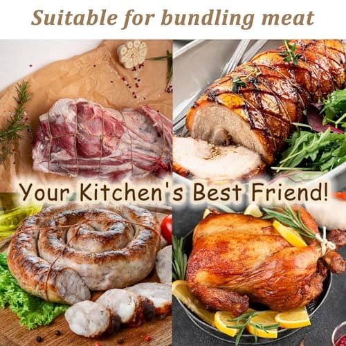 Butchers Twine for Cooking, Baking & Crafts - Food Safe Kitchen Twine for Tying Meat, Trussing Turkey, Roasting, Sausage Making - Strong Cotton Rope for Garden, Crafts & Packing, 328ft 2mm(Beige) — view 5