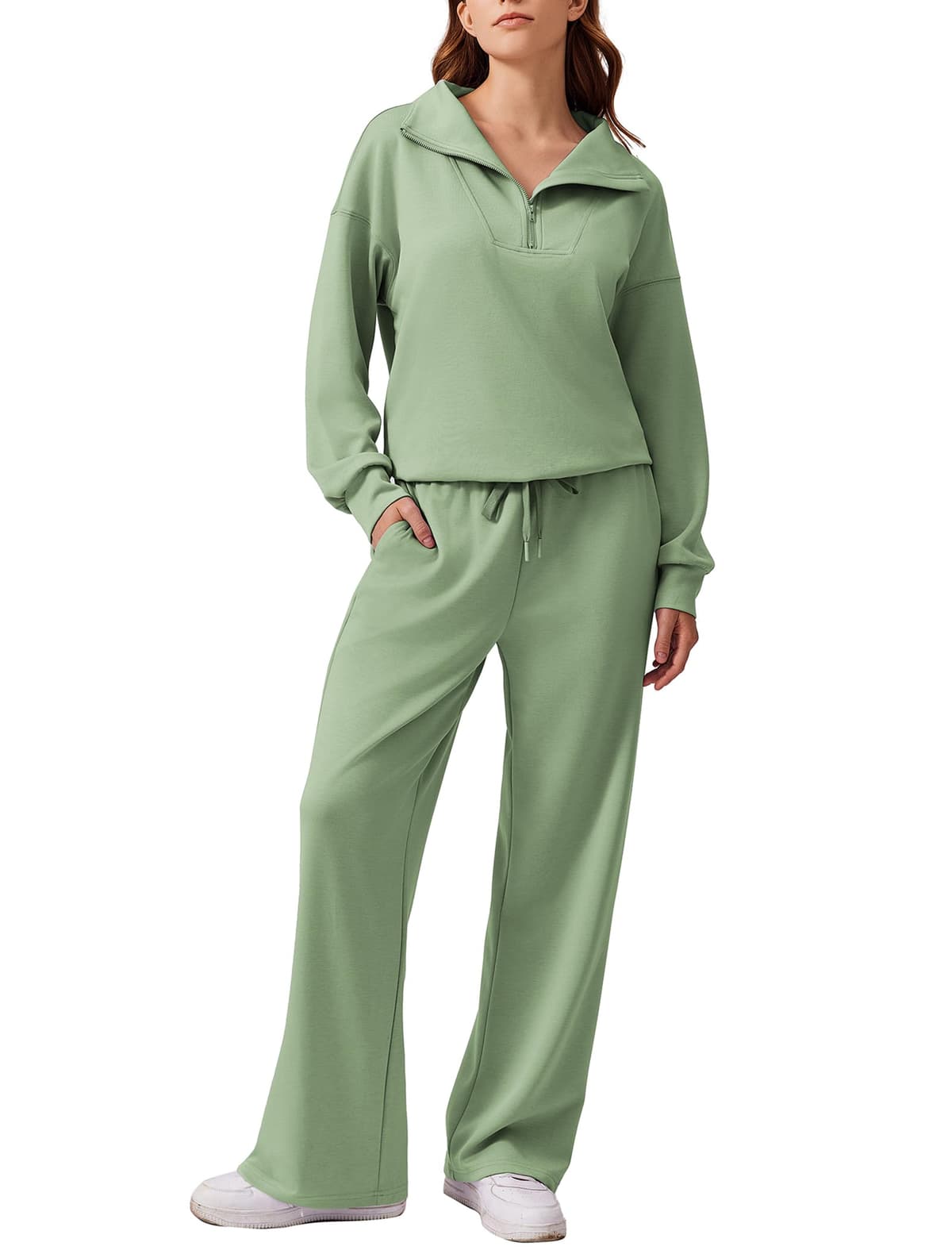 PINSPARK 2 Piece Sets for Women 2024 Fall Outfits Sweatsuit Oversized Sweatshirt Wide Leg Sweatpants Matching Set Tracksuit — view 8