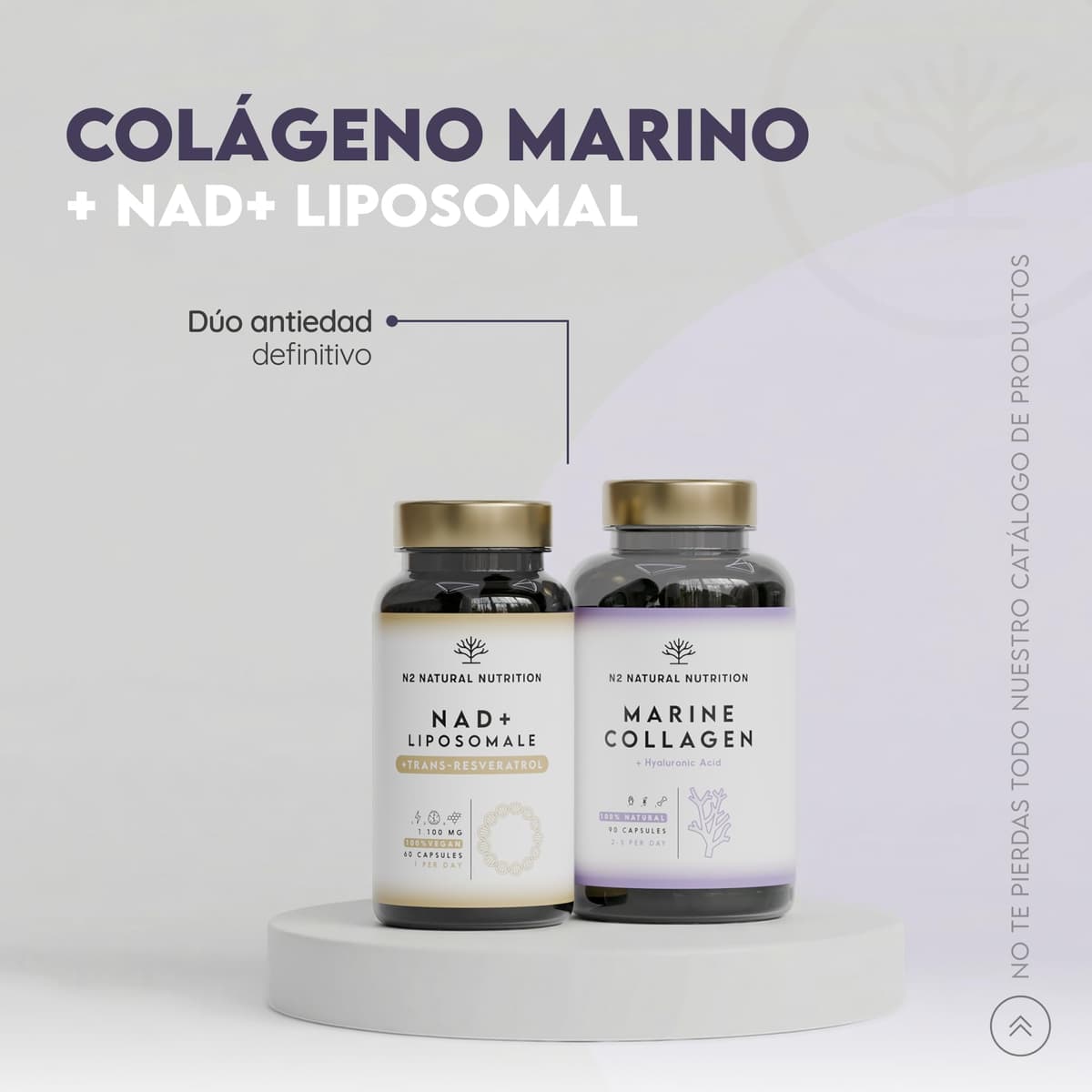 Colageno Marino Hidrolizado Puro. Peptan. Con Ácido Hialurónico y Vitamina C. 90 Caps. Alta Concentración. Suplemento Articulaciones, Piel y Huesos. Colageno con Magnesio. N2 Natural Nutrition — view 11