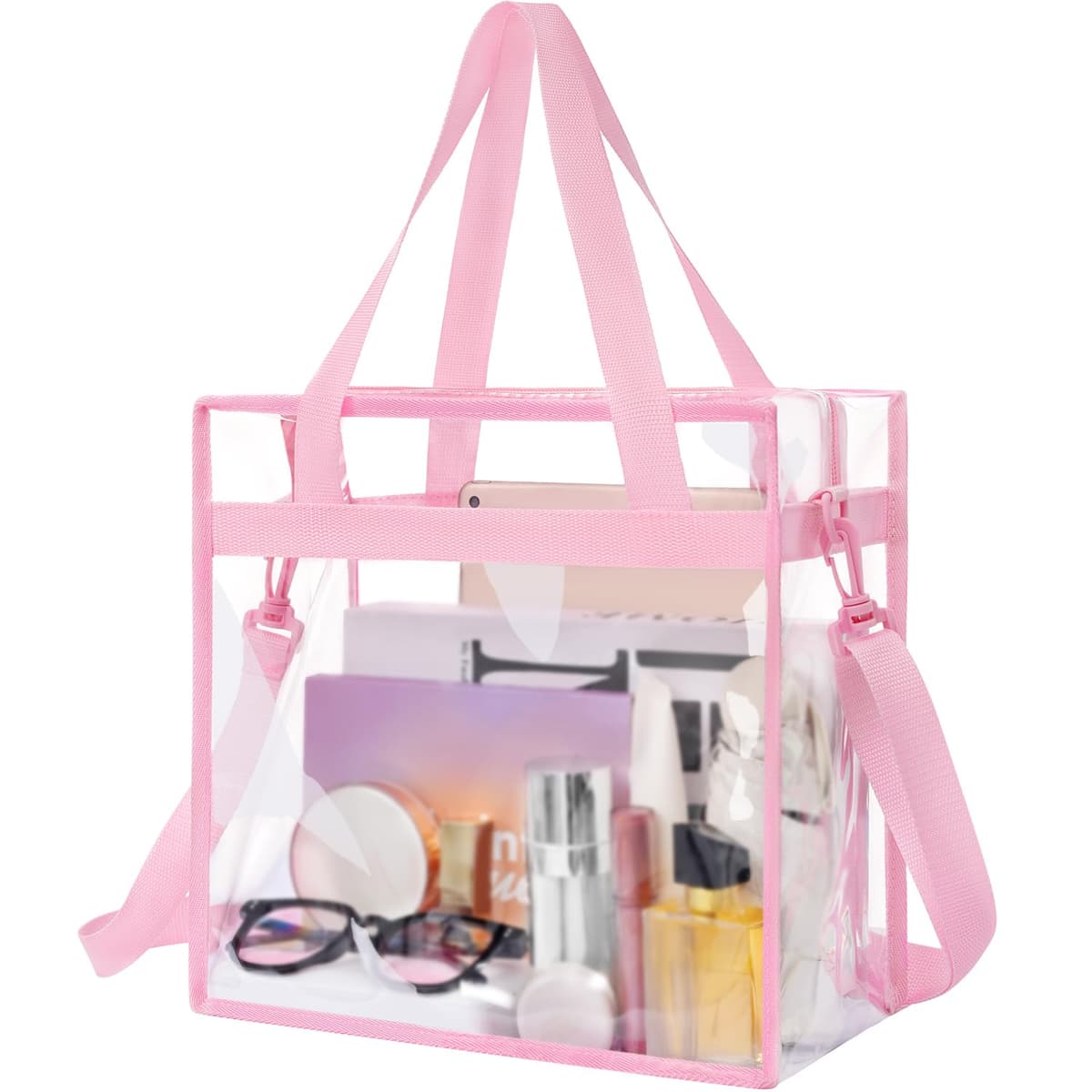 BAGAIL Clear Bags 12x6x12 Stadium Approved Clear Tote Bag with Zipper Closure Crossbody Shoulder Bag with Adjustable Strap — view 15