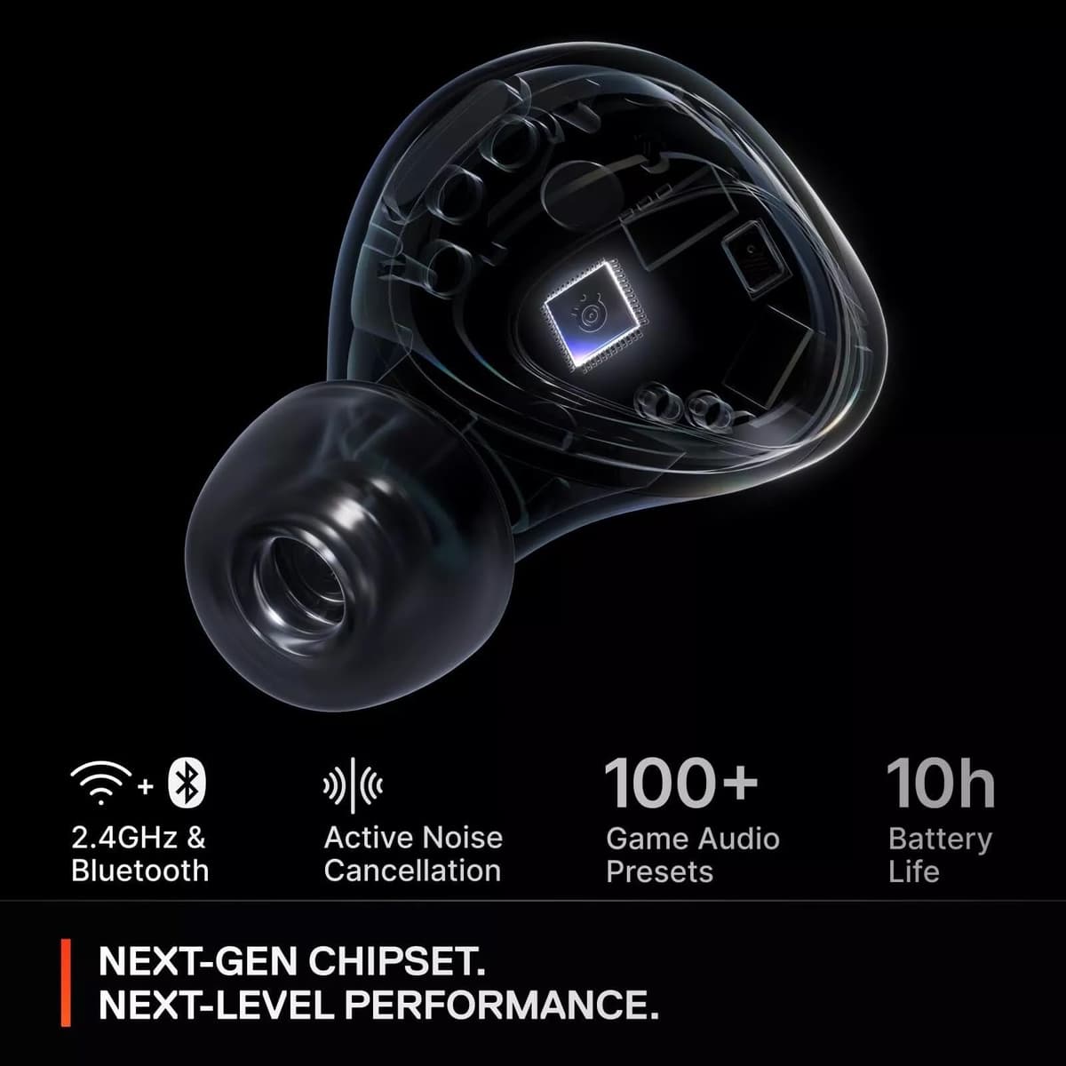 SteelSeries Arctis GameBuds™ para Xbox - Auriculares inalámbricos para Juegos - 2,4 GHz + BT5.3 - Modo ANC/Transparencia - Resistencia al Agua IP55-40 Horas de autonomía - Carga inalámbrica - Xbox, — view 4