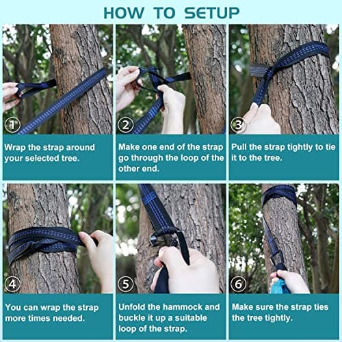 Camping Hammock Portable Nylon Hammocks with Tree Straps Single Lightweigtht Hammock Swing for Outdoors, Backpacking, Camping, Travel, Beach, Garden, Breathable & Quick Drying Parachute — view 2