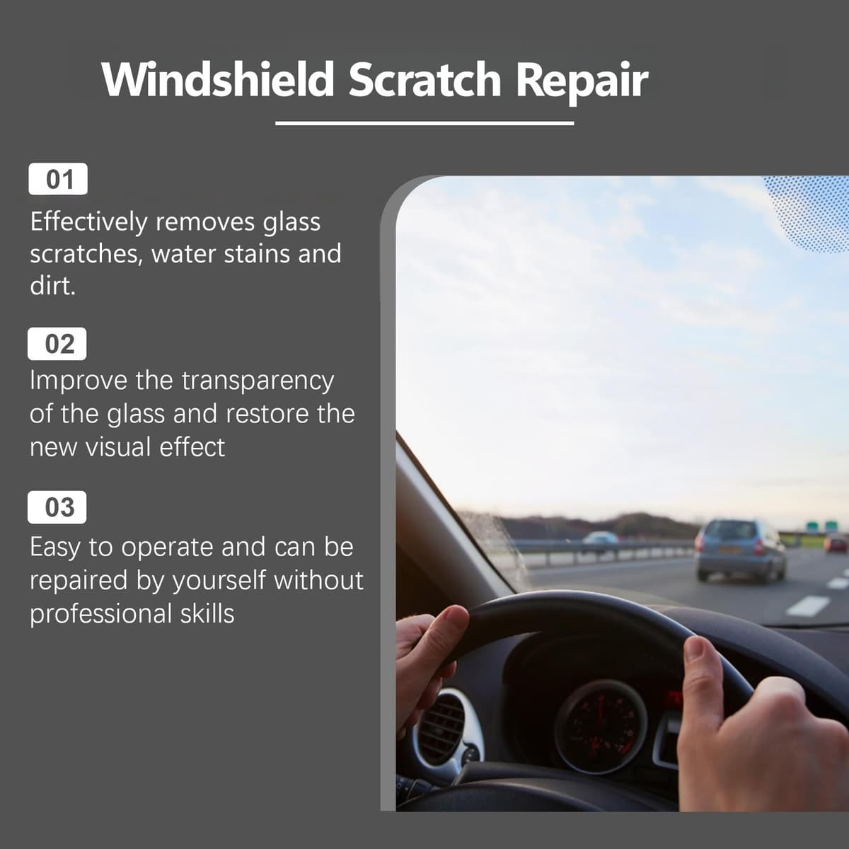 Glass Scratch Remover Kit,Window Scratch Repair with Sponge,Auto Glass Polishing Liquid,Gla/ss Repair Solution,Removes Scratches from Car Windshield & Home Gla/ss,Car Window Screen Cleaner Kit,120ml — view 3