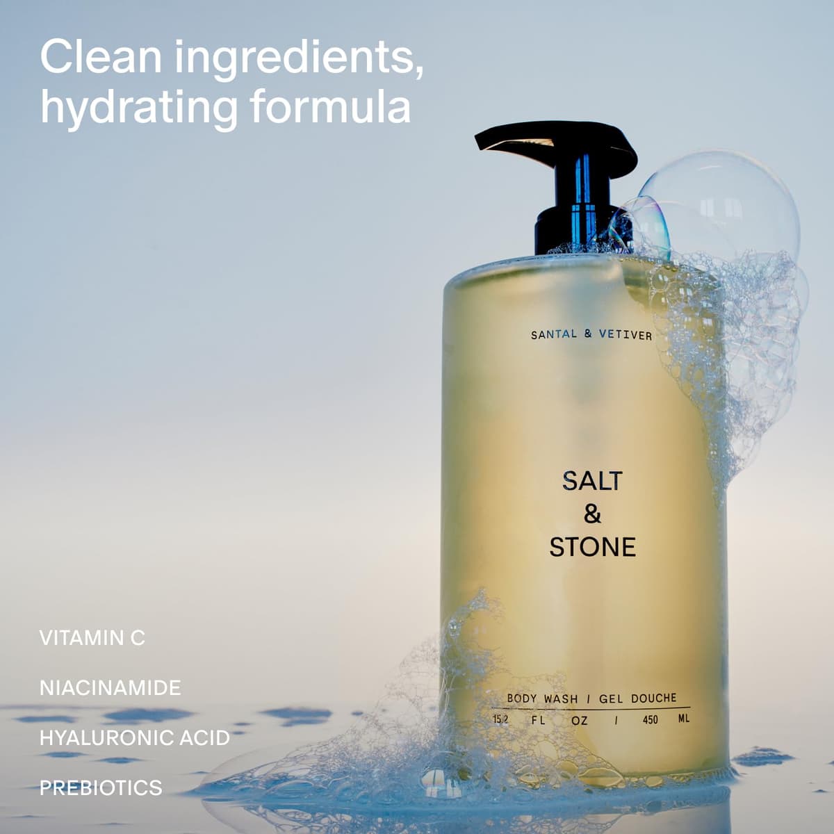 Salt & Stone Body Wash with Antioxidants for Deep Moisture | For Women & Men, Sulfate, Paraben, & Dye Free, Leaving Skin Soft and Hydrated — view 2