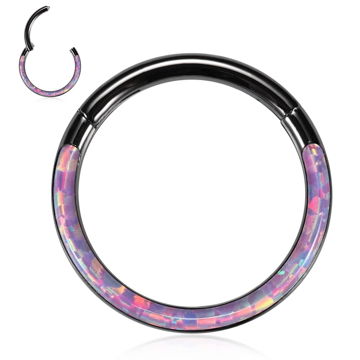 hengkaixuan CZ Opal Septum Jewellery Daith Ring Conch Hoop Seamless Clicker Ring Surgical Steel Rook Tragus Conch Piercing Jewellery Small Hoop Earring Nose Hoop Ring — view 31