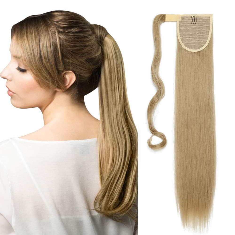 17"(43cm) SEGO Ponytail Long Synthetic Hair Looks Natural [Red Brown/Orange] Clip in Hair Extensions Curly Tail Ponytail Extension (90g) — view 11