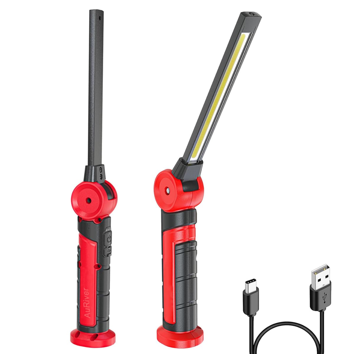AuRiver LED Workshop Lamp, 4000mAh LED Flashlight with Magnets, 120° Rotatable 3 Light Modes, COB Inspection Lamp for Car Repair, Inspection, Garage, Emergency