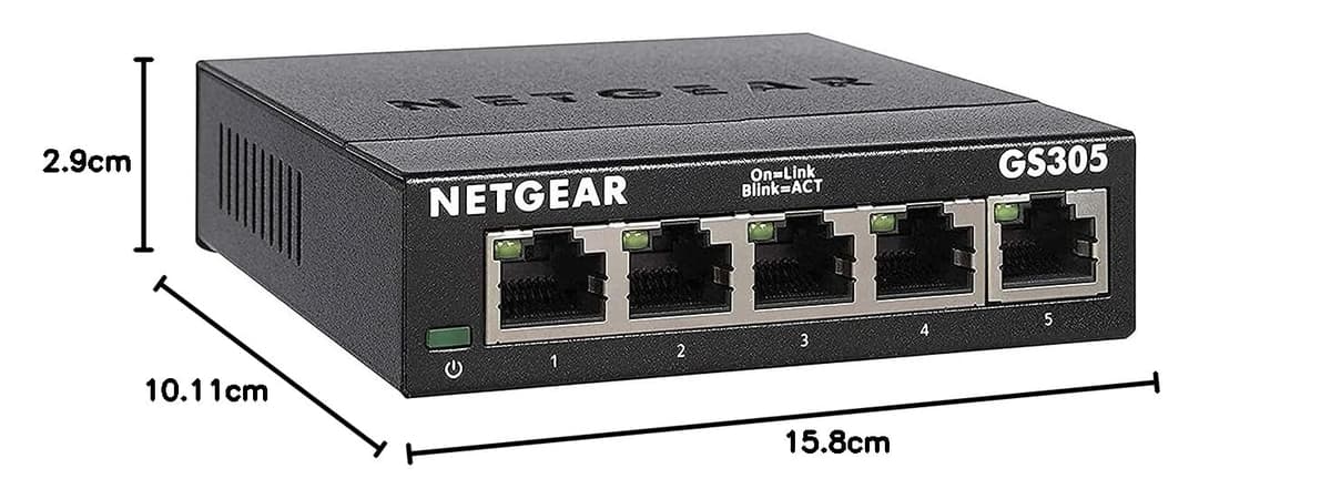 NETGEAR 5 Port Gigabit Network Switch GS305 - Ethernet Splitter - Ethernet Switch - Ethernet Hub - Plug-and-Play - Silent Operation - Desktop or Wall Mount — view 7