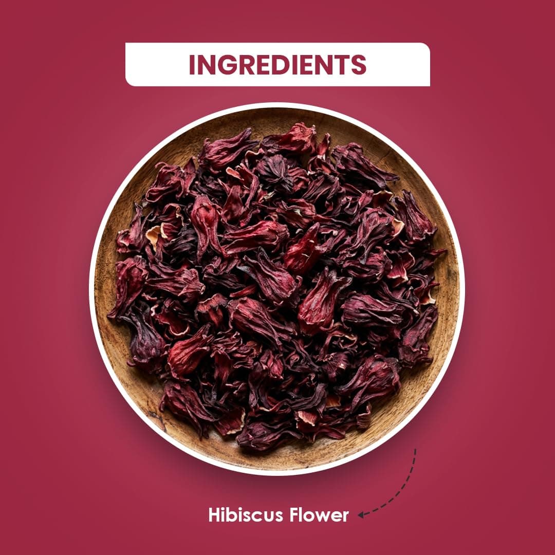 BLUE TEA - Hibiscus Tea - Classic - 50g - 80+ Cups | SKIN GLOW ENHANCING TEA, Karkade | Vitamin-C Rich | Tangy Taste - Flower Based - Herbal Tea - Gluten Free | Pet Jar Pack — view 4
