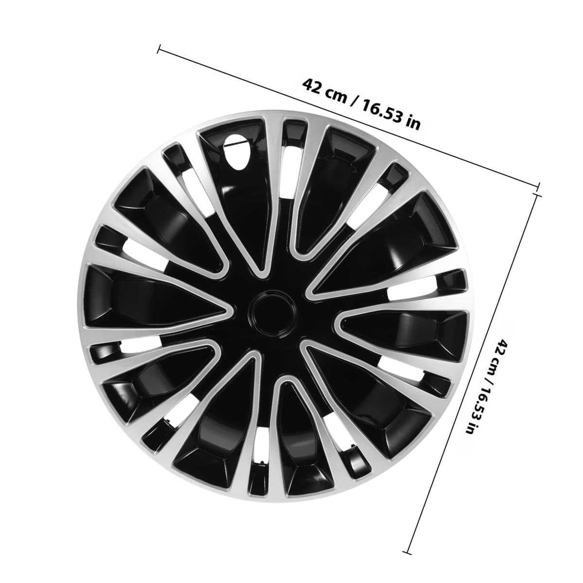 Ciieeo Tapacubos de Ruedas para Vehículo 15 Pulgadas Negro y Plateado Fabricados en Material Duradero para Protección y Estética en Coches Compactos — view 2