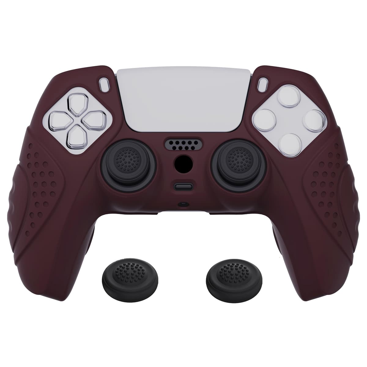eXtremeRate PlayVital Guardian Edition Ergonomic Soft Anti-Slip Controller Silicone Case Cover for ps5, Rubber Protector Skins with Black Joystick Caps for ps5 Controller - Green & Black — view 22