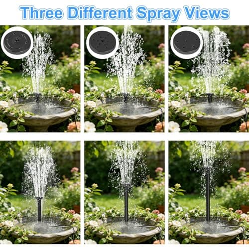 Yeomi Solar Fountain Pump for Bird Bath, 2.5W Solar Powered Water Fountain with 3 Nozzles & 1.5ft Tubing, Multi-Installation & 3-Layer Filtration for Small Pond, Garden Water Feature — view 2