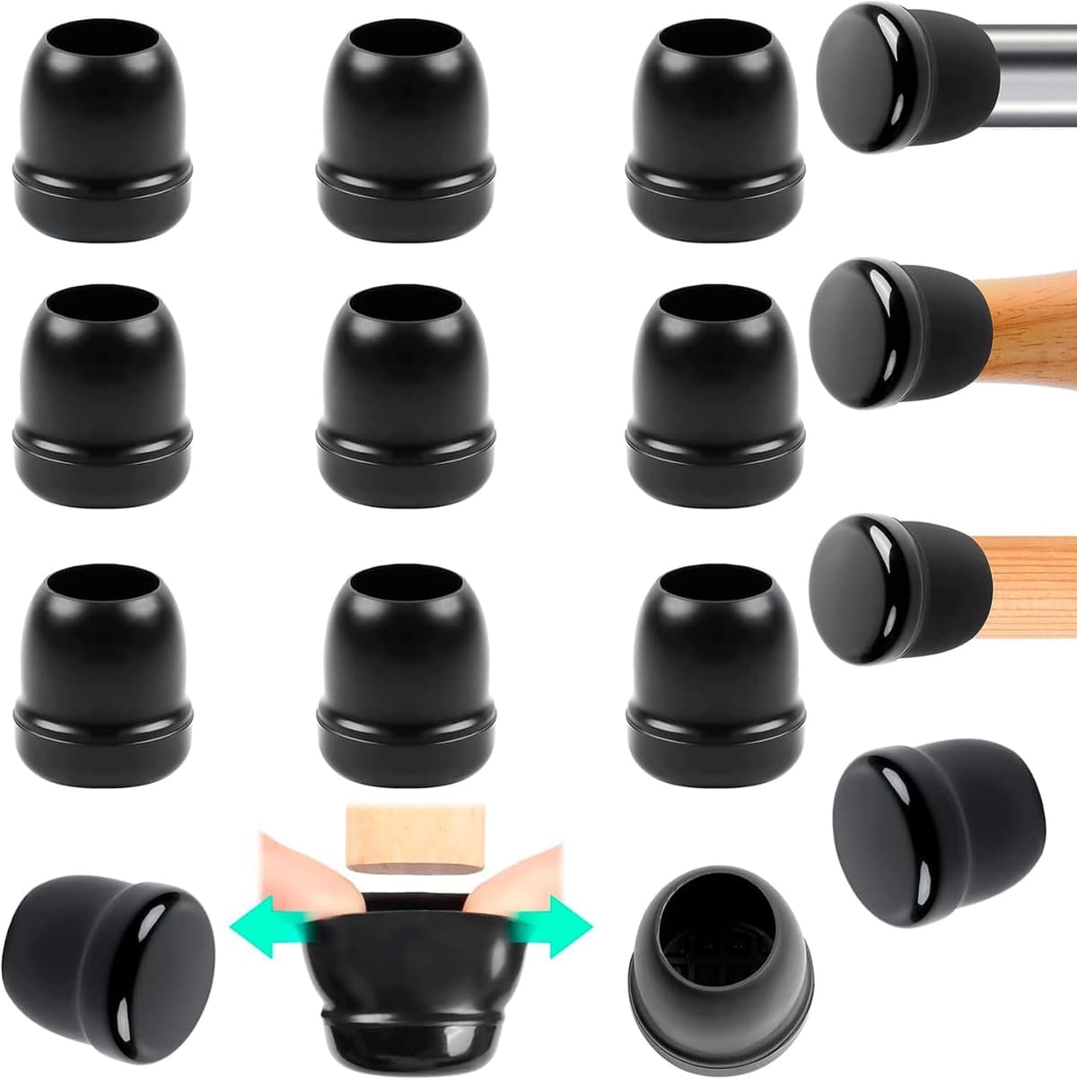 Ezprotekt Protectores de Suelo Transparentes para Patas de Silla 20-28mm, 16 Tapones de Silicona con Fieltro Envuelto, Fundas de Silicona Redondo — view 65