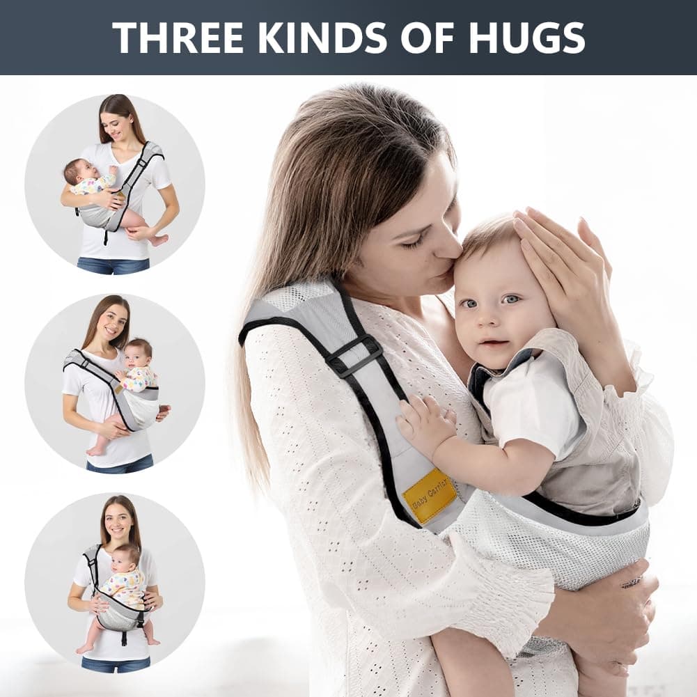 AOOWU Portabebés Portátil, Portabebés Ergonómico Transpirable para Bebés de 6 a 36Meses, Ajustable Portabebes Multifuncional, Plegable Portabebés para Bebés y Niños de Hasta 25kg (Gris) — view 4