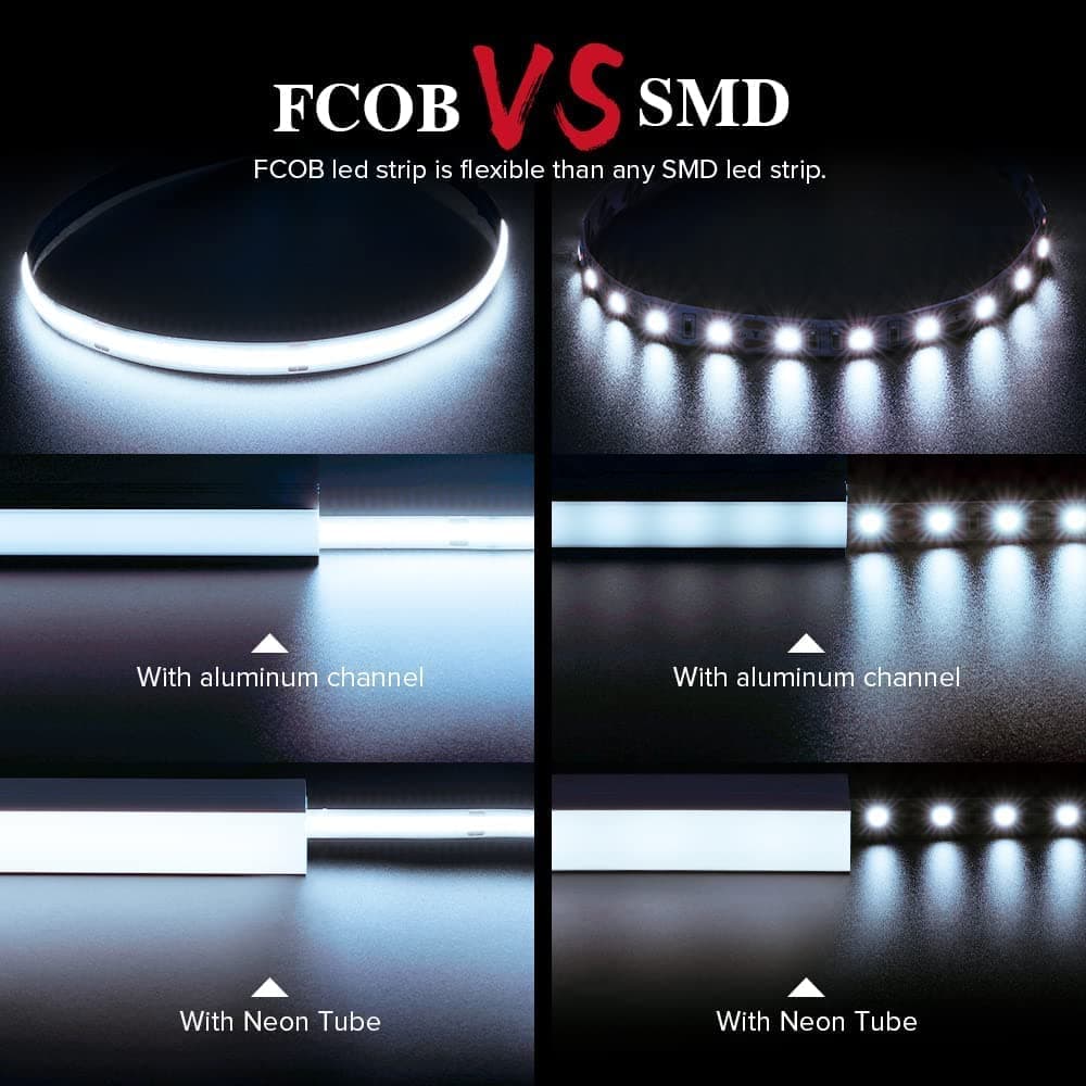 BTF-LIGHTING COB LED Strip Light 5M FCOB 480LEDs/M Dimmable Light Uniformity Flexible High Density Warm White 12V 8mm Width LED Tape for Bedroom Kitchen Home Interior Decoration(Only LED Strip) — view 2