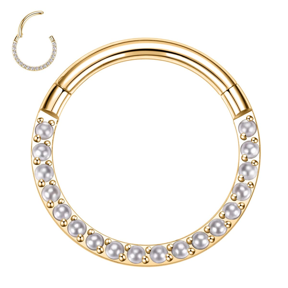 hengkaixuan CZ Opal Septum Jewellery Daith Ring Conch Hoop Seamless Clicker Ring Surgical Steel Rook Tragus Conch Piercing Jewellery Small Hoop Earring Nose Hoop Ring — view 38