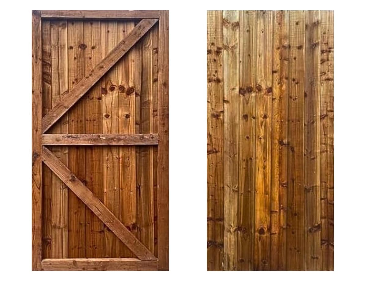 Garden Gate, Pedestrian Wooden Gate Pressure Treated, Wooden Feather Edge Garden Door 6ft Height 2 Feet Width 2 inches Depth (180cm High x 83cm Wide x 6cm Deep) — view 3