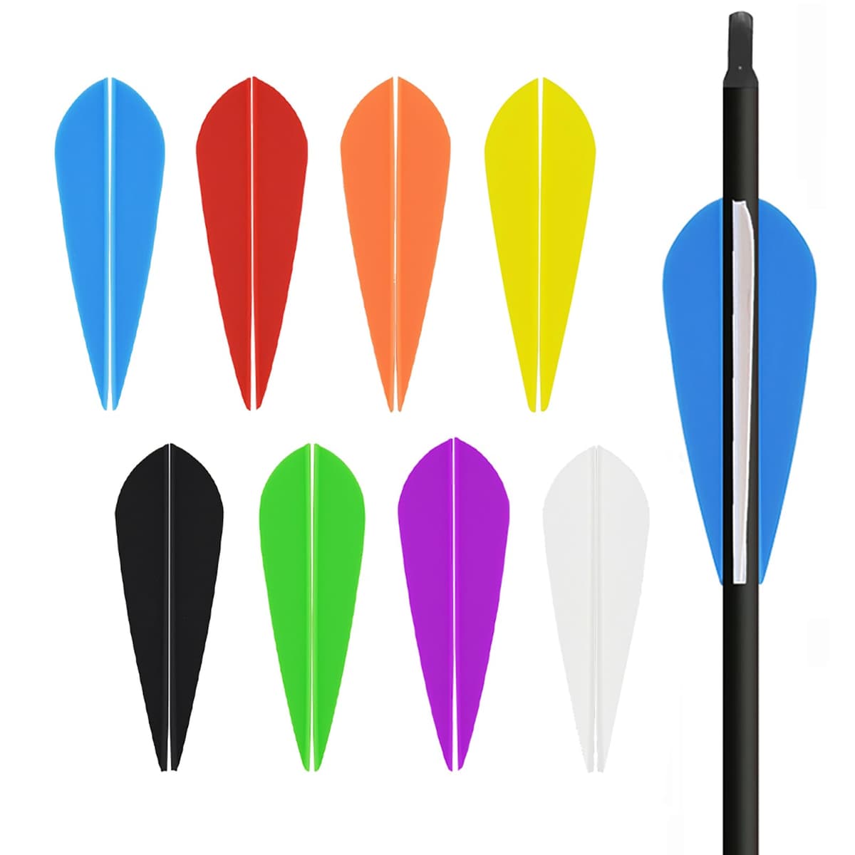 100 pcs Goma Plumas de Flecha 3 Pulgadas El Plastico Flecha Plumas Fletches para la Caza DIY Flechas — view 2