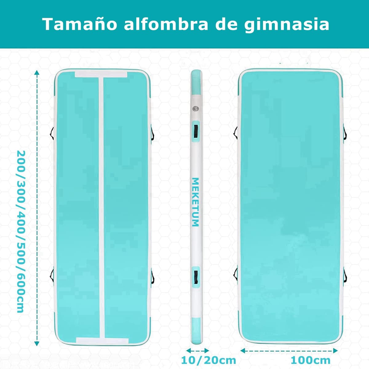 MEKETUM Air Track Colchoneta Gimnasia Ritmica 2 3 4 5 6 m Hinchable 10/20cm Gruesa Colchoneta Deportiva con Bomba de Uso doméstico/Entrenamiento/Rodar/Saltar/Fitness/Yoga/Entretenimiento acuático — view 4