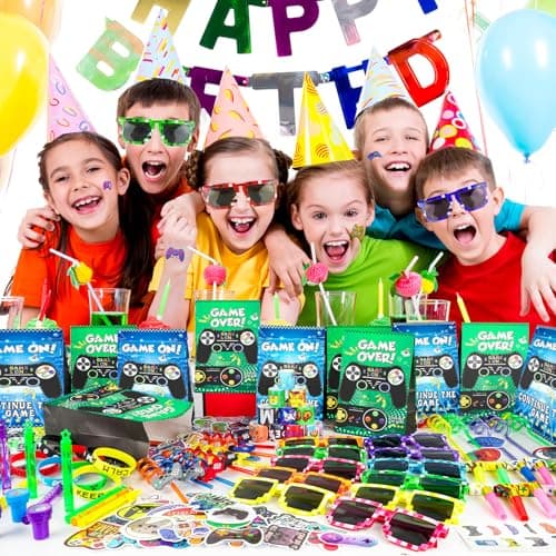 208Pcs Video Game Party Favors Pack for 12 Guest, Gamer Goodie Bag Stuffers for Kids Boys, Gaming Theme Birthday Party Decorations Supplies & Pinata Fillers — view 8