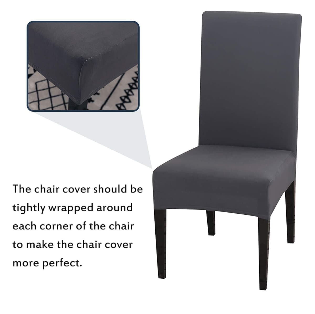Dining Room Chair Covers Slipcovers Set of 4, Stretch Removable Washable Dining Chair Protector Decoration Cover Seat Slipcover for Hotel, Ceremony, Banquet, Kitchen, Restaurant, Home — view 3