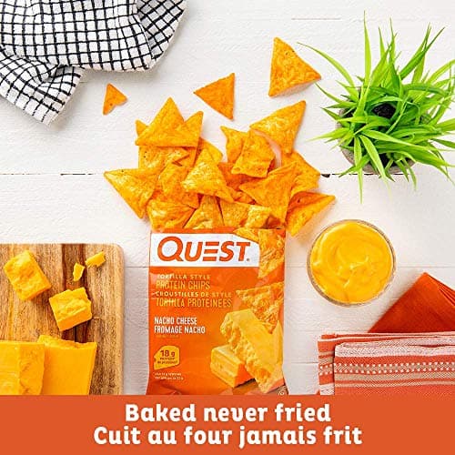Quest Nutrition Nacho Cheese Flavour Tortilla Style Protein Chips, High Protein, Gluten Free, Baked, Not Fried, 1g Sugar, 5g Carbs, 8ct — view 7
