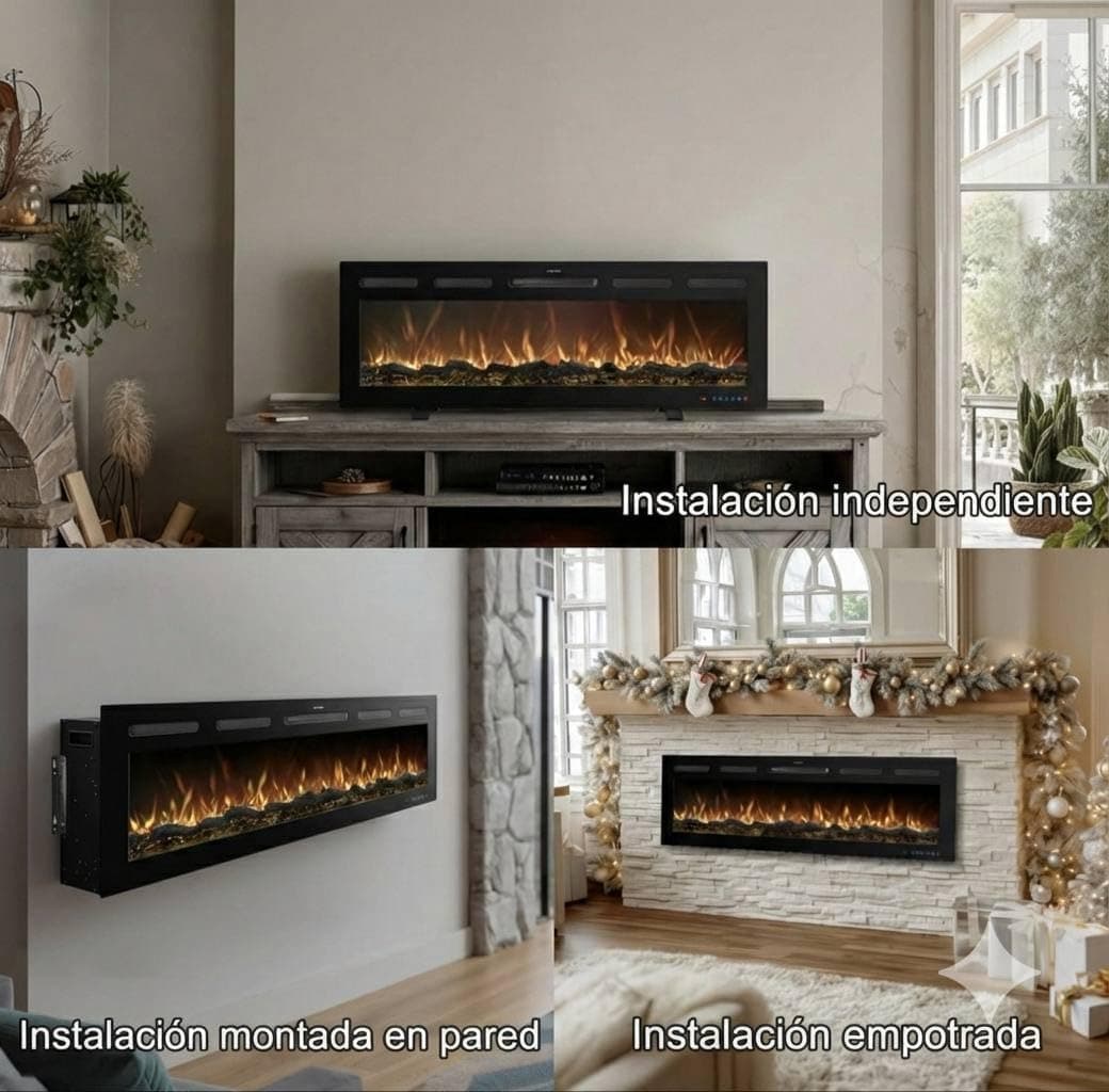 Chimenea Eléctrica Galaxy Pro con WiFi, Alexa y Google Home | Empotrar, Pared o de Pie | 750/1500W | 13 Colores Llama LED | 5 Niveles de Brillo | Sonido Crepitante | Sin Humo | Termostato | 152 cm — view 3