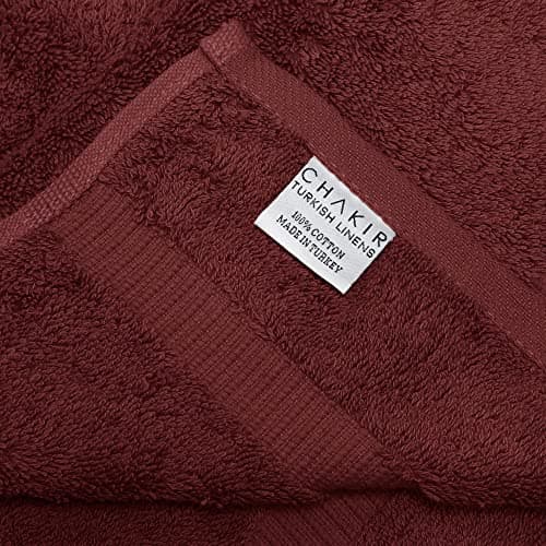 Chakir Turkish Linens 100% Cotton Premium Turkish Towels for Bathroom | 27'' x 54'' (4-Piece Bath Towels - Cranberry) — view 5