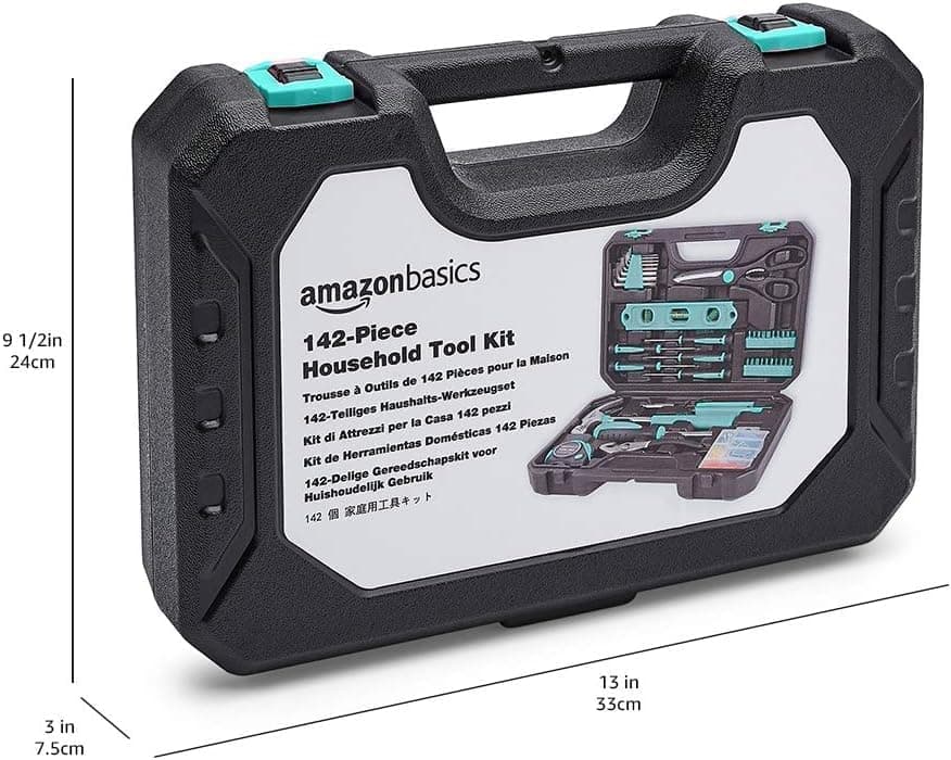 Amazon Basics - Kit de herramientas para el hogar con estuche, 142 unidades, Azul Turquesa, 34 x 23,5 x 7,5 cm — view 5