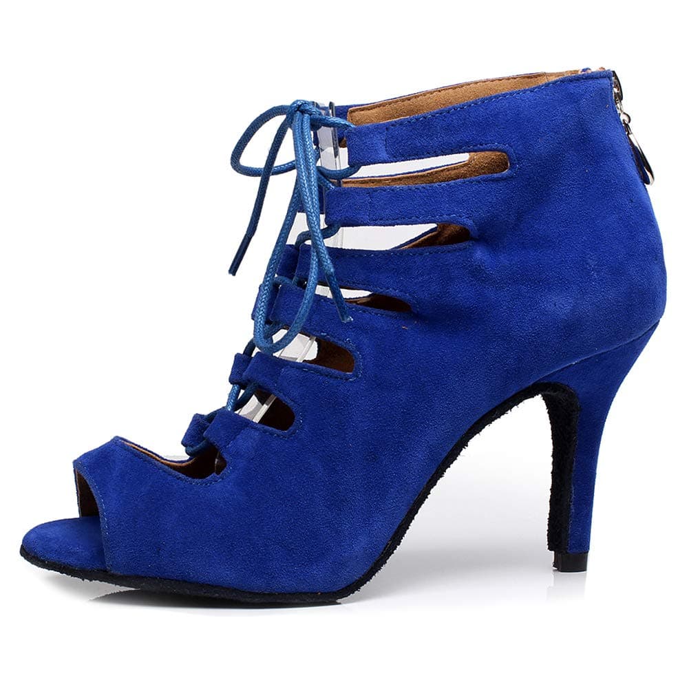 RUYBOZRY Botas de Baile Latino Mujer Botines Punta Abierta con Cordones Zapatos de Baile de Salon,Modelo YCL456 — view 11