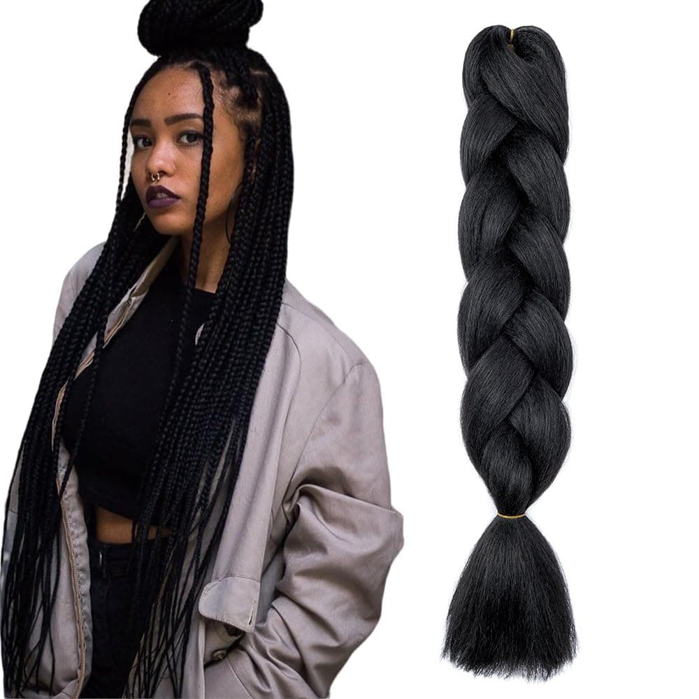24" Braiding Hair Extension Jumbo Braids Synthetic 3bundles/pack Crochet Hair Afro Box Braid Heat Resistent (Dark Purple) — view 11