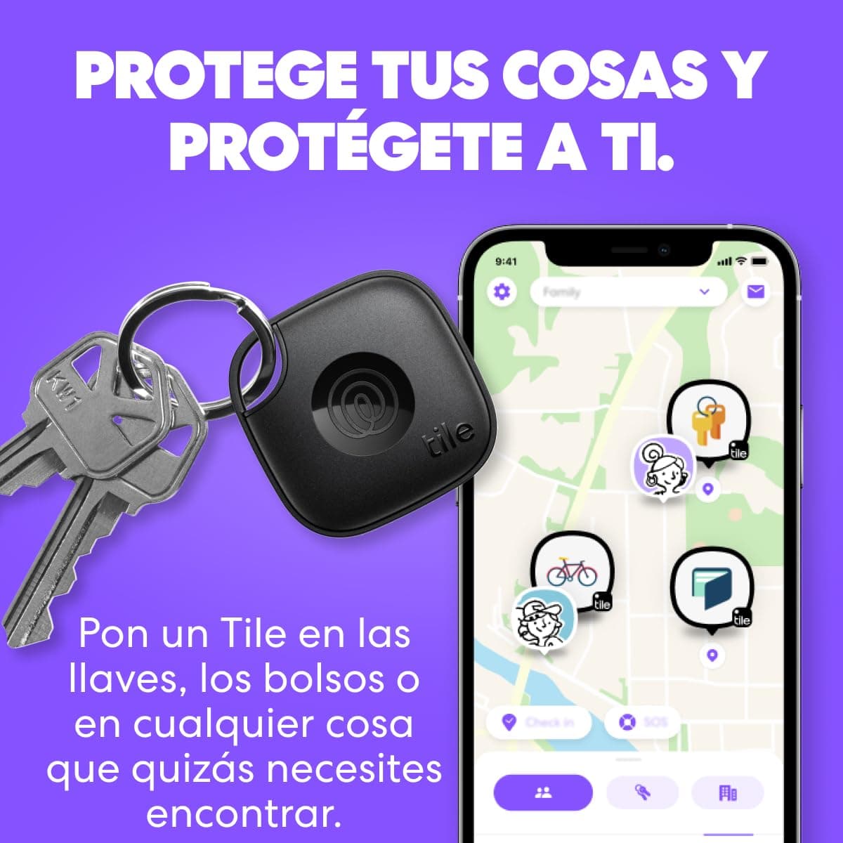 Tile by Life360 Mate - Localizador Bluetooth, localizador de Llaves y localizador de Objetos para Llaves, Bolsos y Mucho más.Compatible con iOS y Android. Paquete de 1 (Green Surf) — view 2