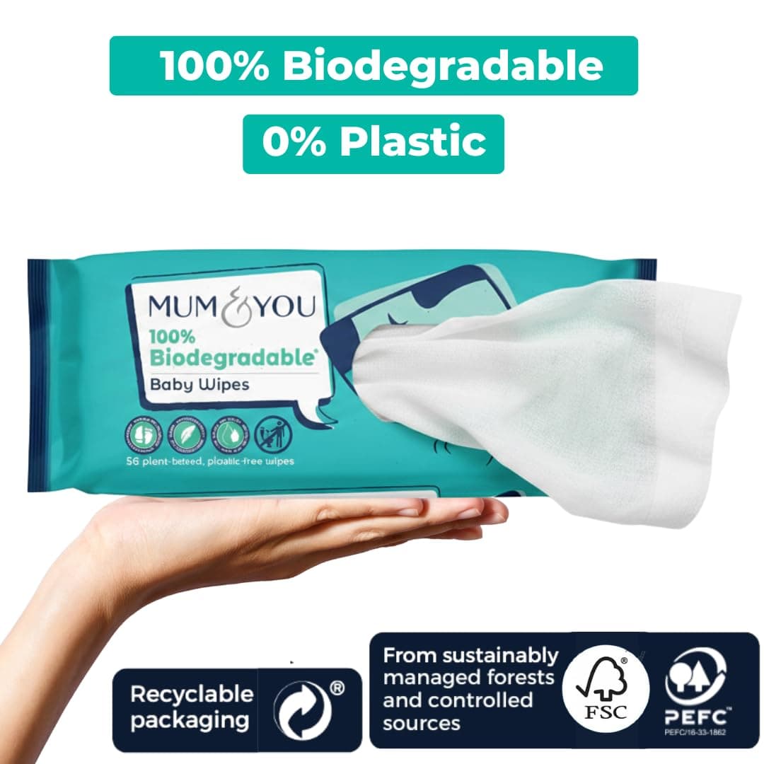 Mum & You Baby Wipes Multipack - 672 Biodegradable Wet Wipes (12 Packs) | 99.4% Water. Ideal for Sensitive Newborn Skin | Baby Wipes Bulk, Bum Wipes, Wet Tissue, wet wipes baby — view 4