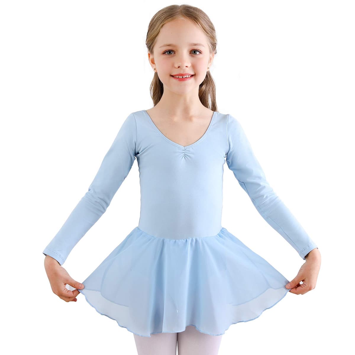 Bezioner Vestido de Ballet Maillot de Danza Manga Larga Gimnasia Leotardo Algodón Body Clásico para Niña — view 17