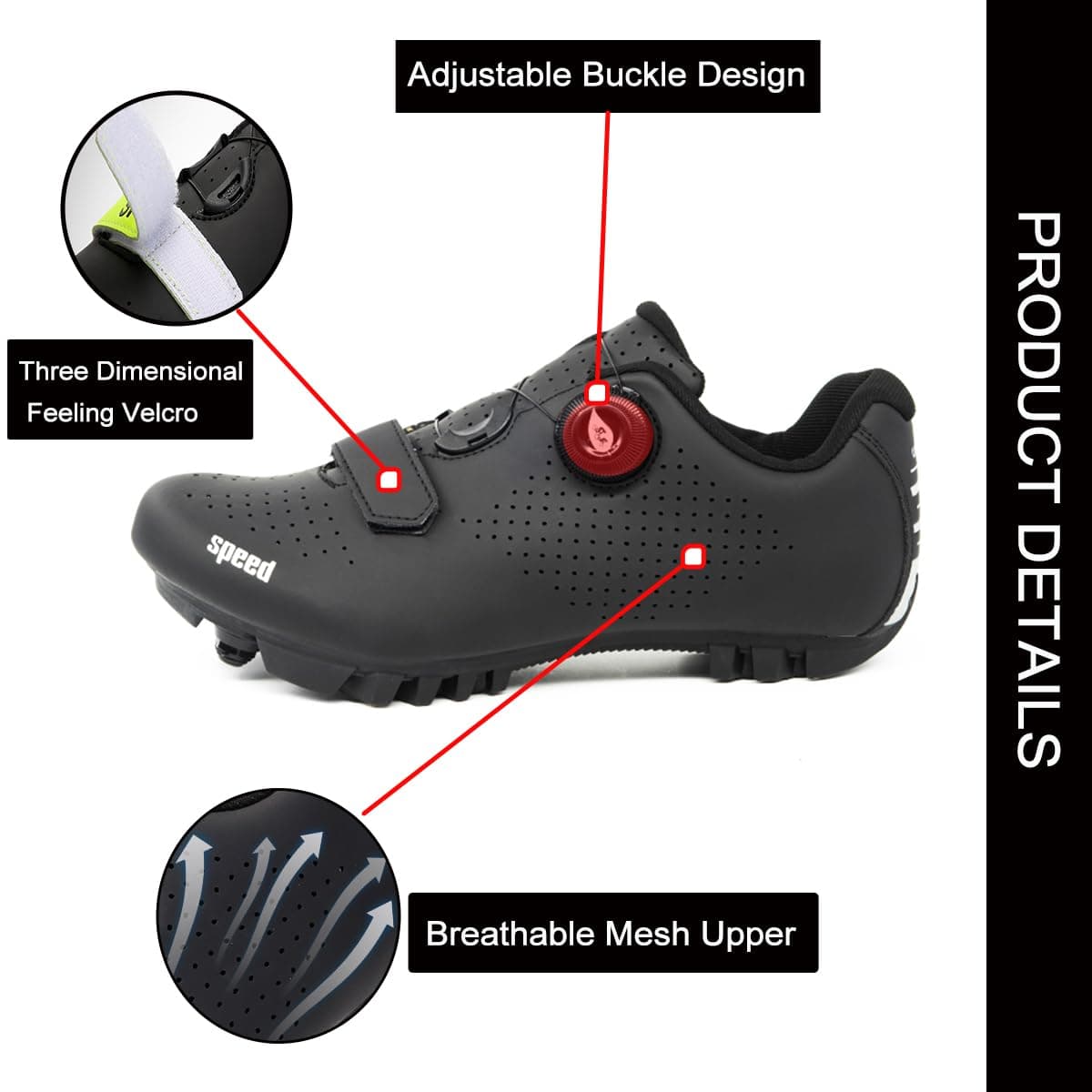 Hixingo Zapatilla de Ciclismo Hombre, Zapatos Bicicleta de Montaña Exterior MTB Compatibles con SPD Lock System, Zapatillas de Ciclismo Unisex Adulto Respirables — view 2