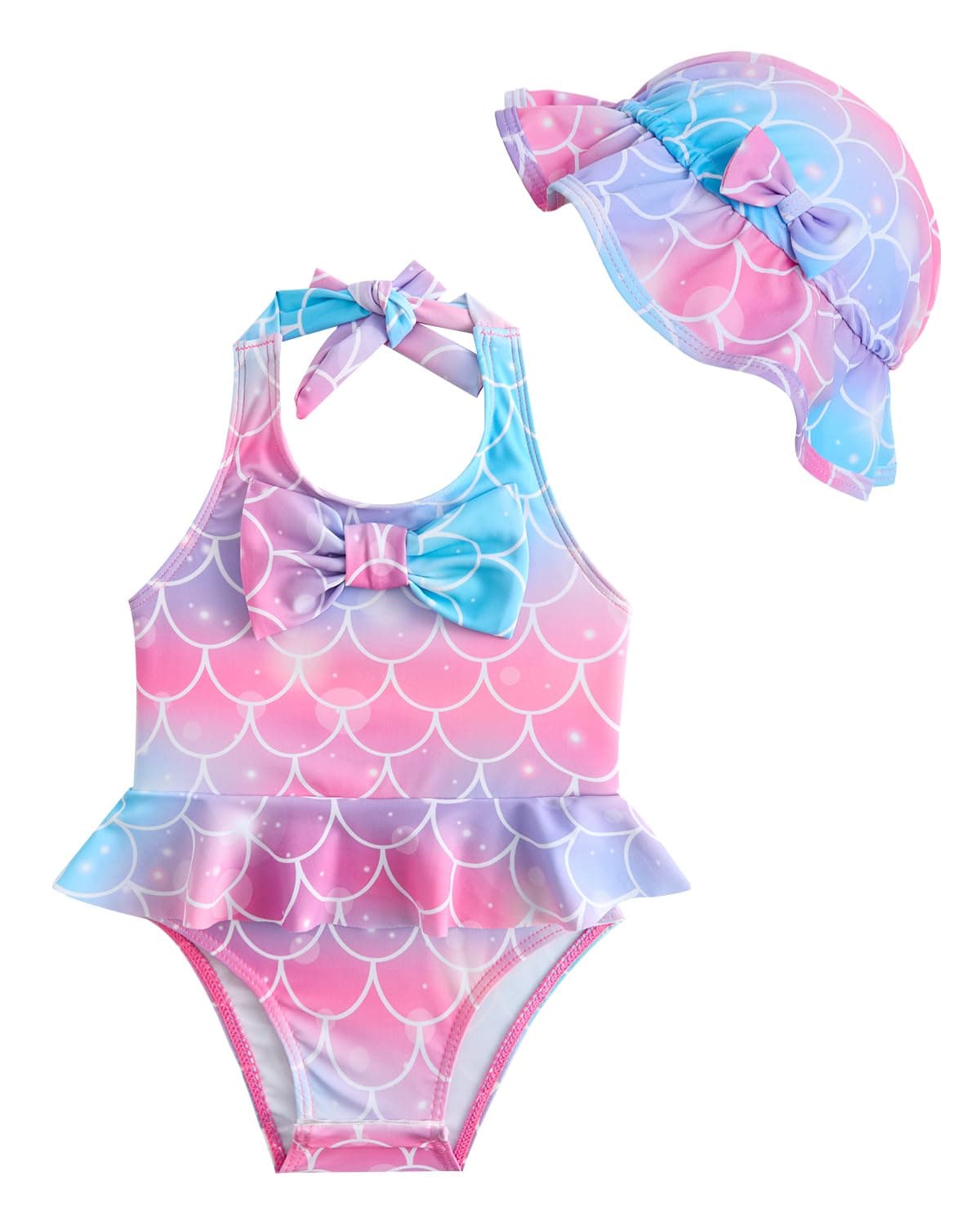 JiAmy Conjunto de natación para bebé recién nacida con bonito sombrero sin mangas de una pieza traje de baño de una pieza con lazo para verano, traje de baño de 0 a 24 meses — view 5