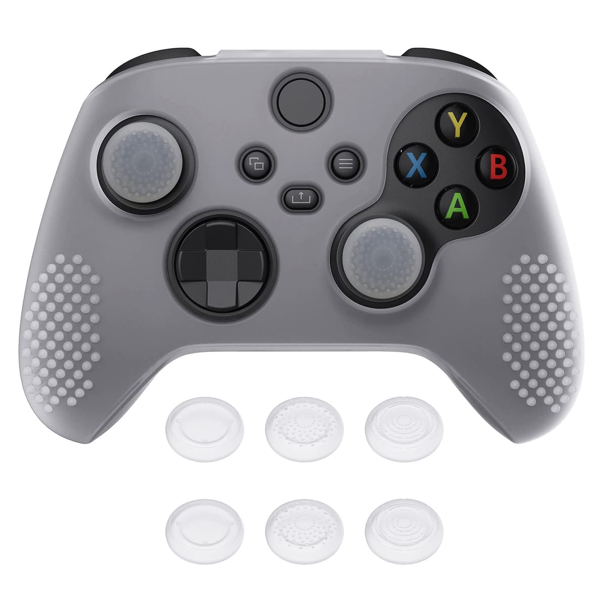 eXtremeRate PlayVital Funda de Silicona para Xbox Series X/S, Carcasa Antideslizante con 6 Thumb Grips, Protector Ergonómico, Accesorios para Xbox Series X/S - 3D Tachonado (Oscuro Gris Negro) — view 20