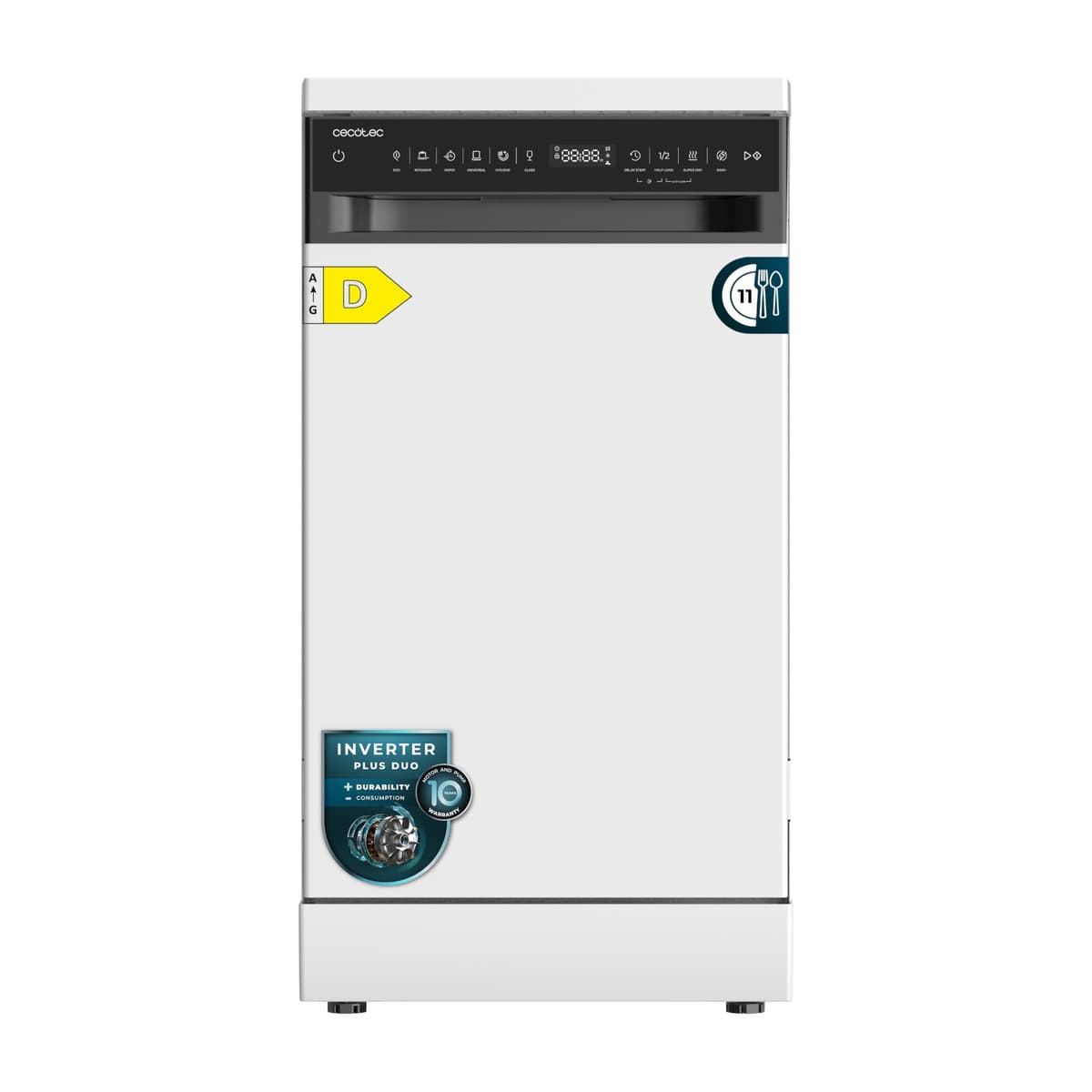 Cecotec Lavavajillas 45 cm Libre Instalación Bolero Aguazero 4360 Inox. 11 Cubiertos, 9 Programas, Motor Inverter Plus Duo, Panel Touch, Super Dry, Save+, AutoClean, Delay Start, Inox — view 5