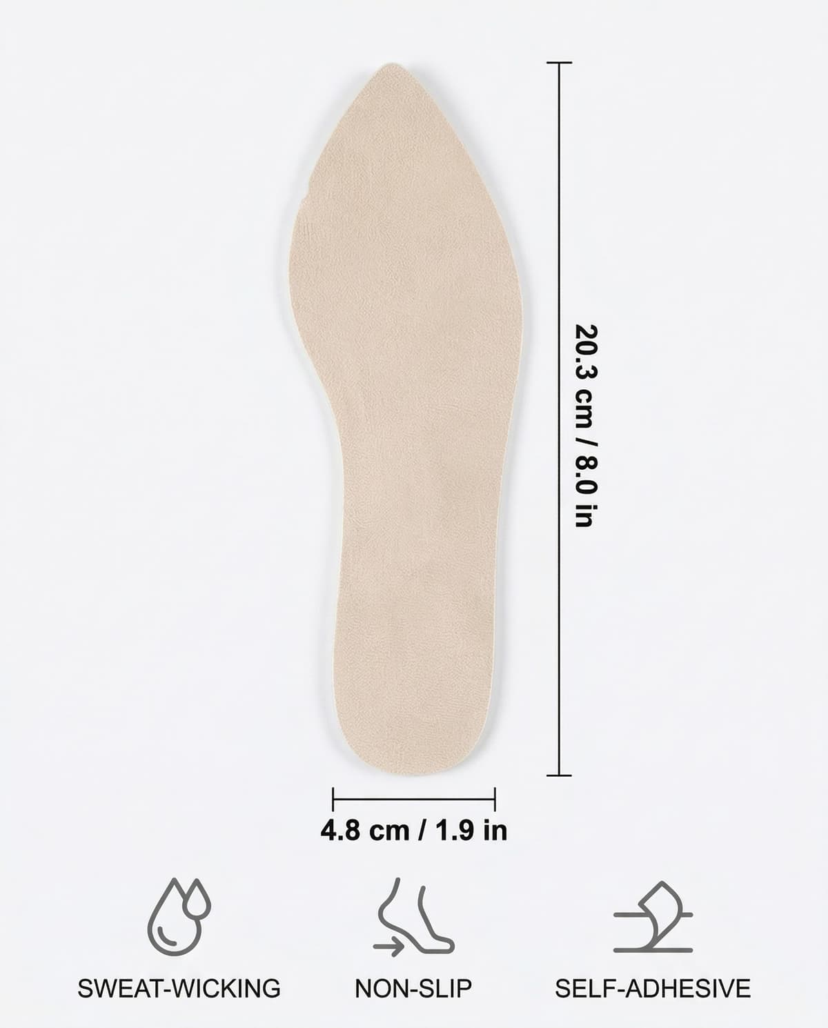 2 pares de plantillas antideslizantes para mujer, plantilla autoadhesiva para tacones altos, plantillas cómodas para zapatos, plantillas suaves para sandalias (B:beige: 37-38) — view 5