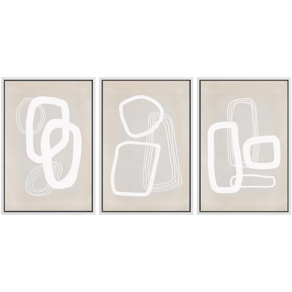 SIGNWIN Framed Canvas Print Wall Art Set Blue White Grunge Geometric Pattern Abstract Shapes Cozy Neutral Decorative Contemporary Minimal for Living Room, Bedroom, Office - 24"x36"x3 Natural — view 54