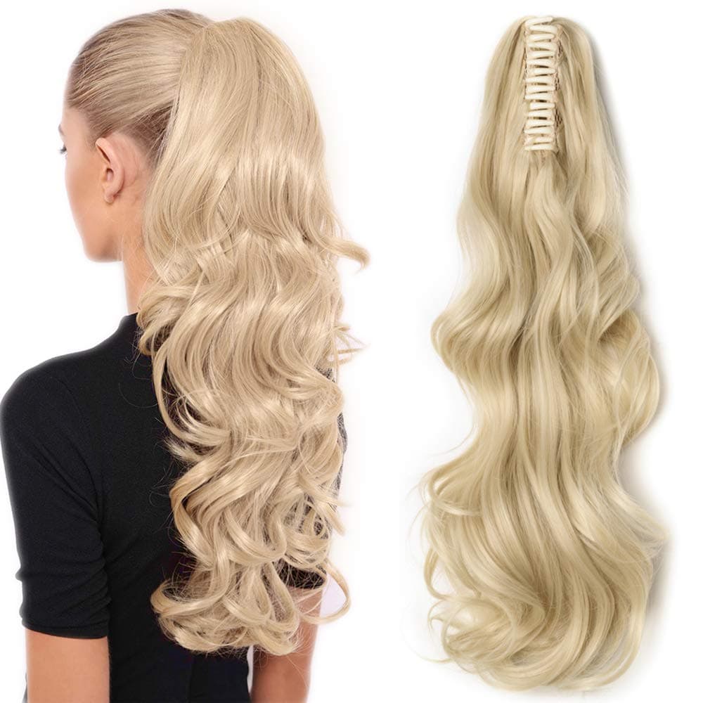 17"(43cm) SEGO Ponytail Long Synthetic Hair Looks Natural [Red Brown/Orange] Clip in Hair Extensions Curly Tail Ponytail Extension (90g) — view 91