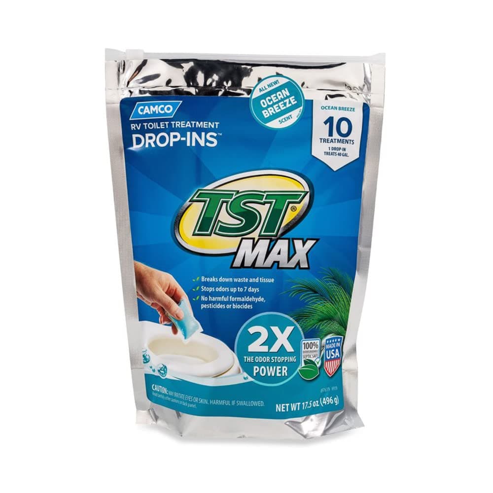 Camco TST MAX RV Toilet Treatment Drop-INs - Control Unwanted Odors & Break Down Waste and Tissue - Safe Septic Tank Treatment - Orange Scent, 30-Pack (41183) — view 20