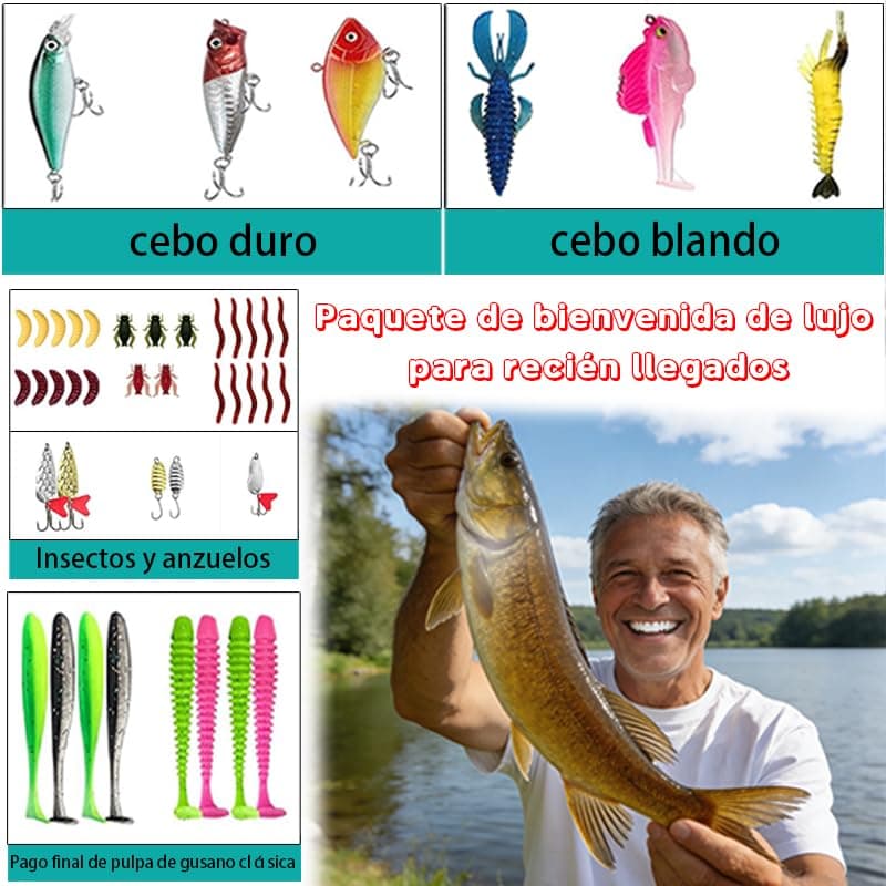 ZhaoCaiWJ 133 Piezas Señuelos de Pesca Kit Completo - Cebos Artificiales Mixtos con Caja de Aparejos: Vinilos, Cucharillas, Ranas y Anzuelos - Equipo de Pesca Spinning para Mar y Río (Black Bass, Truc — view 2