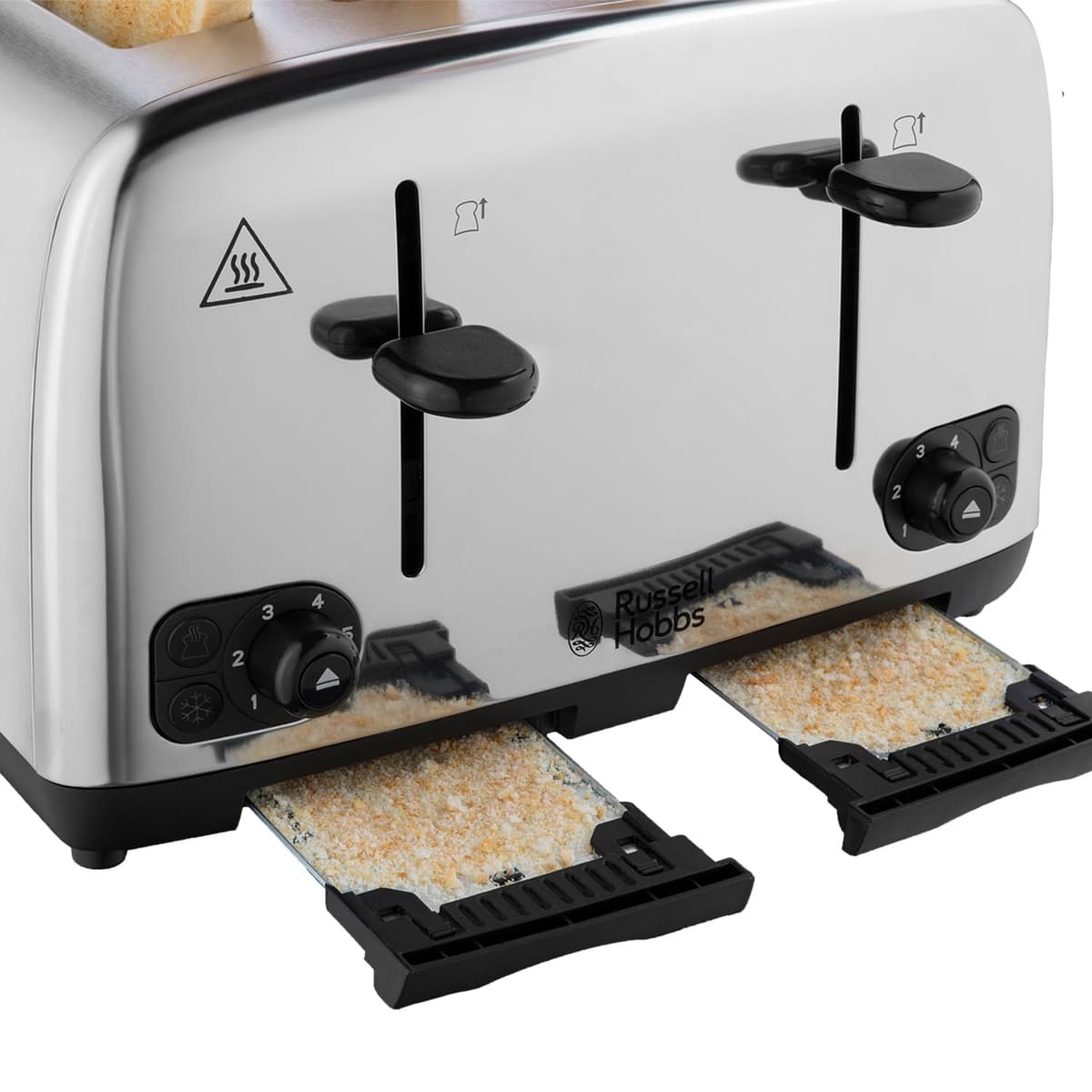 Russell Hobbs 4 Slice Toaster with Perfect Toast Technology for improved evenness (Wide slots, Lift & look feature, 6 Browning levels, Frozen & Cancel function, 1700W, Brushed & Stainless Steel) 24090 — view 6
