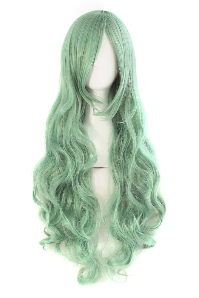 MapofBeauty 24 Pulgada/60 cm Largo Lacio Peluca Con Flequillo Sintética Cabello Heat Resistente Para Fiesta de Cosplay (Rosa Caliente) — view 15